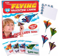 28 팩 비행 종이 비행기 어린이를위한 발렌타인 카드 봉투가있는 교실 종이 비행기 키트