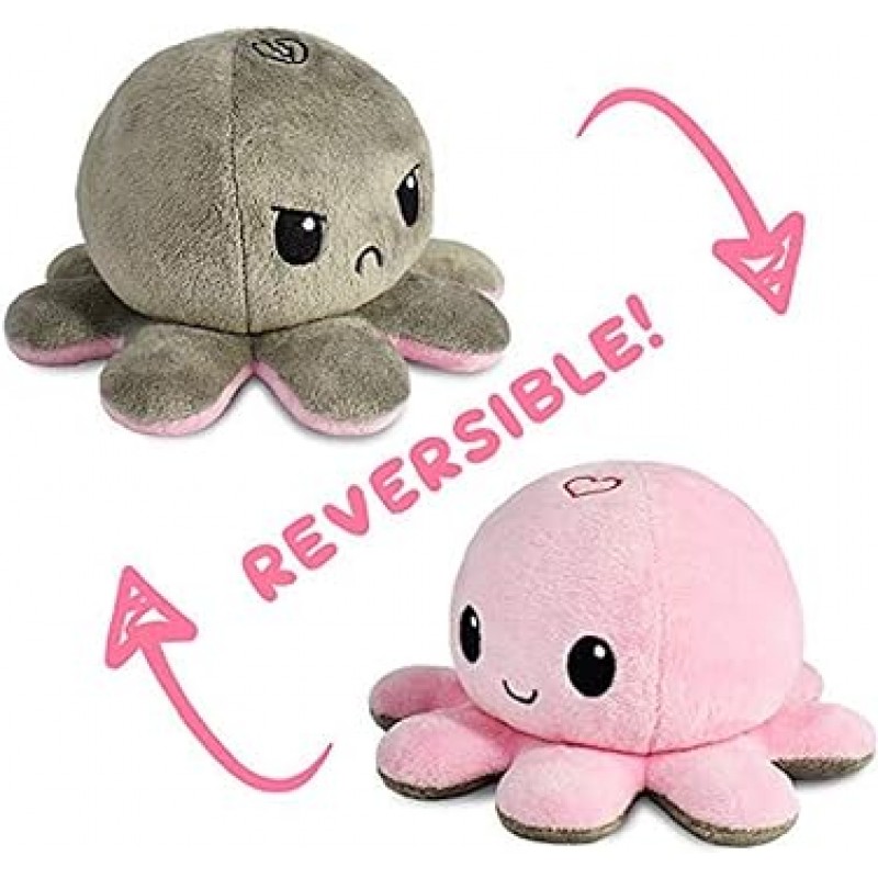 TeeTurtle 뒤집을 수 있는 문어 인형 - 사랑 + 증오 - 기분을 보여주는 귀여운 감각 인형