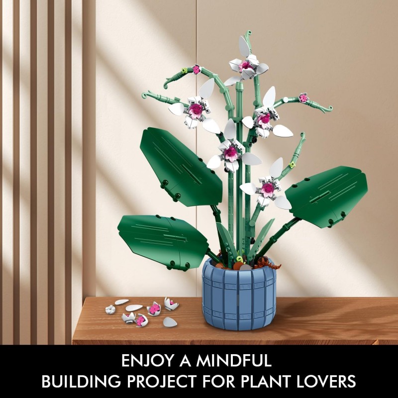 성인용 HOGOKIDS 난초 빌딩 세트-꽃 식물 분재 컬렉션 728피스