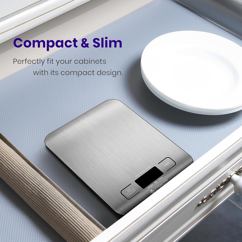 Etekcity 식품 저울, 디지털 주방 저울, 304 스테인레스 스틸-베이킹 LCD 디스플레이