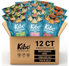 Kibo 병아리콩 칩 - 고단백질/섬유질, 식물성, Cert. 글루텐 프리, 유전자 변형 성분 없음 12개 팩