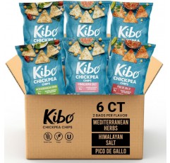 Kibo 병아리콩 칩 - 고단백질/섬유질, 식물성, Cert. 글루텐 프리, 유전자 변형 성분 없음 - 6개 팩