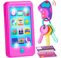 JOYIN 어린이 장난감 스마트폰, 열쇠고리 열쇠 장난감 및 신용카드 세트