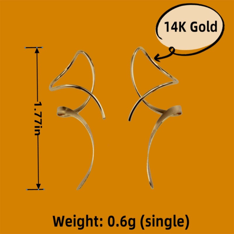 여성용 귀걸이 나선형 스레더 귀걸이 14K 골드 귀걸이 손으로 구부린 여성용 귀걸이