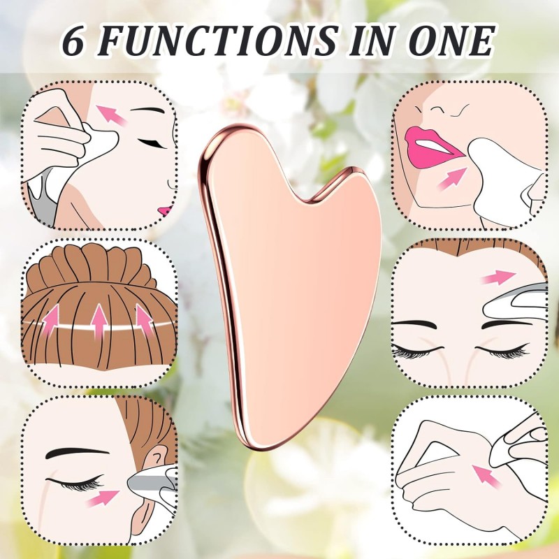 Nuanchu 스테인레스 스틸 Gua Sha 페이스 괄사 마사지 도구(로즈 골드)