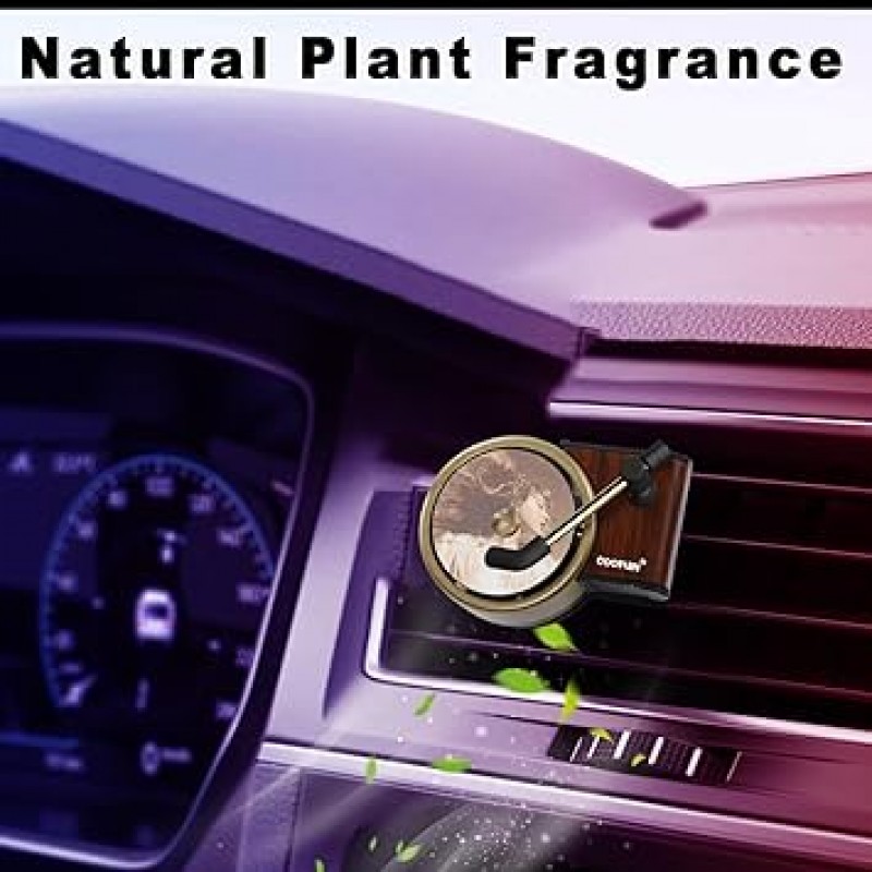 COOFUN 자동차 공기 청정제 환기 클립, 레트로 레코드 플레이어 14피스