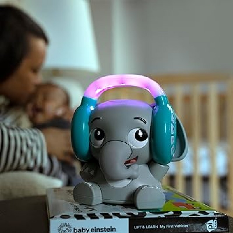 Baby Einstein Earl The Elephant 블루투스 수더 사운드 머신, 스트림 음악 + 야간 조명, 유아부터 유아까지