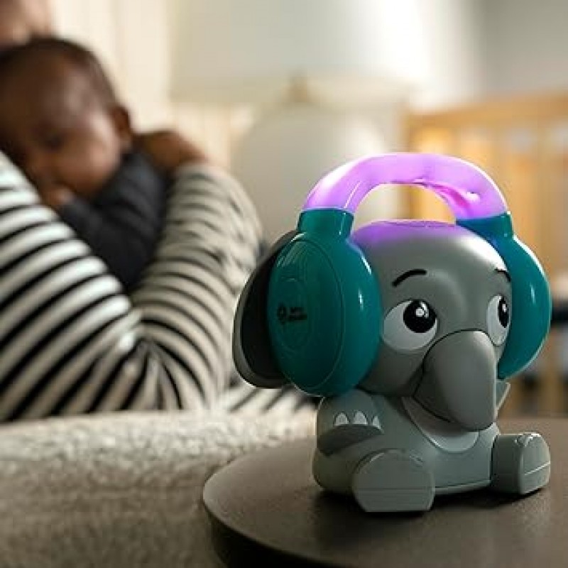 Baby Einstein Earl The Elephant 블루투스 수더 사운드 머신, 스트림 음악 + 야간 조명, 유아부터 유아까지