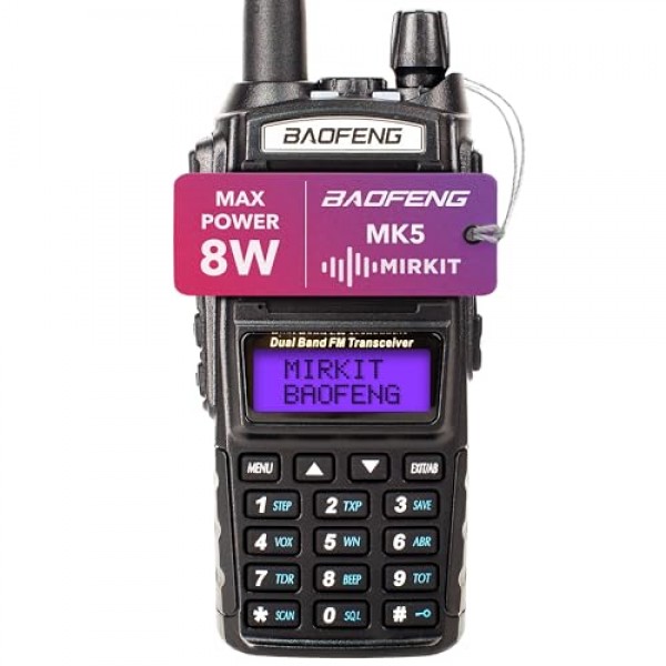Mirkit Baofeng UV-82 MK5 8W 최대 전력 2024 Ham 라디오 VHF/UHF 144-148/420-450 mhz Baofeng 배터리 2800 mAh를 갖춘 양방향 라디오 - 무전기용 전술 라디오 및 Mirkit 소프트웨어