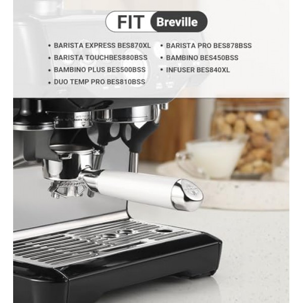 2024 업그레이드된 54mm 듀얼 노즐 커피 포터필터 - Breville Barista Express, Pro, Touch, Bambino(Plus) 커피 머신과 호환 - BES870XL/870BSXL/878BSS/880BSS /840XL 화이트에 적합