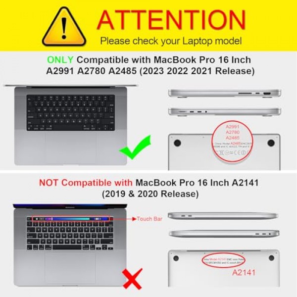 MacBook Pro 16인치 케이스 A2991 A2780 A2485(2023 2022 2021 출시)용 Fintie 케이스 - MacBook Pro 16인치 M3/M2/M1 Pro/Max 칩용 TPU 범퍼가 포함된 튼튼한 견고한 하드 쉘 커버, 투명