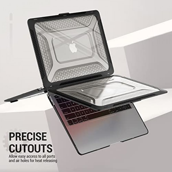 SEYMAC 재고 MacBook Pro 14인치 케이스, MacBook Pro 14'' A2918 A2992 m3/ A2779 m2/ A2442 m1 2023/2022/2021(검은색)용 접이식 스탠드 및 마우스 패드/가방이 포함된 충격 흡수 보호 케이스