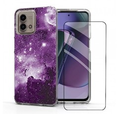 Moto G 스타일러스 5G 2023 케이스,모토 G 스타일러스 5G 2023 전화 케이스,DDTZKC 강화 유리 보호기 광택 패턴-모토 G 스타일러스 5G 2023용 더블 레이어 스파클 투명 충격 방지 