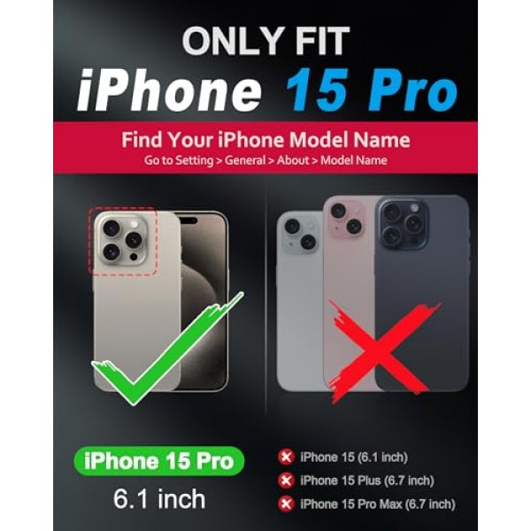 iPhone 15 Pro 2023용 SHIELDON 케이스, 정품 가죽 - 자기 무선 충전 - 슬림 - 긁힘 방지 - iPhone 15 Pro 6.1과 호환되는 금속 버튼이 있는 충격 흡수 케이스 커버 - 로얄 블루