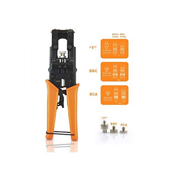 케이블 직접 온라인 동축 압축 커넥터 RG59 RG58 RG6 F BNC RCA, 2023 모델용 조정 가능한 도구