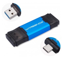 WANSENDA Type C USB C 플래시 드라이브 OTG USB 3.1 썸 드라이브(128GB, 블랙)