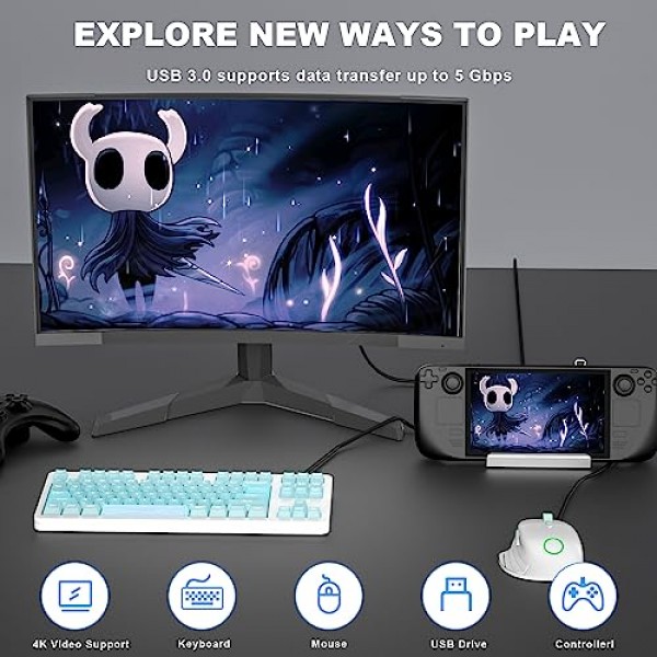 Steam Deck OLED Dock 2023 ROG Ally, OwlTree 5 in 1 Steam Deck Dock 허브 스탠드(HDMI 2.0, USB3.0, PD 100W Stream Deck Dock 스탠드용 고속 충전 스테이션)용 4K@60Hz TV 도킹 스테이션 액세서리