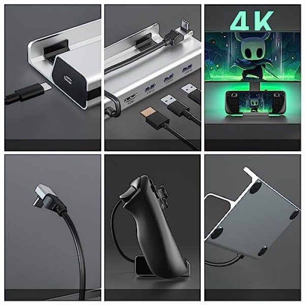 Steam Deck OLED Dock 2023 ROG Ally, OwlTree 5 in 1 Steam Deck Dock 허브 스탠드(HDMI 2.0, USB3.0, PD 100W Stream Deck Dock 스탠드용 고속 충전 스테이션)용 4K@60Hz TV 도킹 스테이션 액세서리