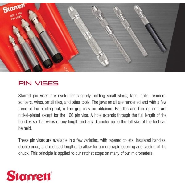 0-0.01mm(0-0.040in) 범위의 Starrett 162A 핀 바이스 0-1mm(0-0.040in)