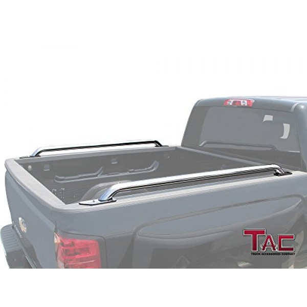 TAC 침대 레일은 2014-2024 Chevy Silverado 1500/GMC Sierra 1500 5.5ft 짧은 침대 T304 스테인레스 스틸 트럭 사이드 레일 오프로드 자동차 외장 액세서리(베드 레일 2개)에 적합합니