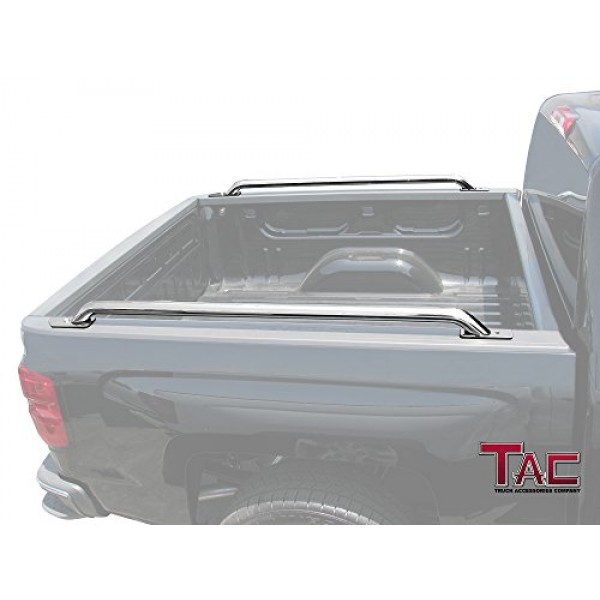 TAC 침대 레일은 2014-2024 Chevy Silverado 1500/GMC Sierra 1500 5.5ft 짧은 침대 T304 스테인레스 스틸 트럭 사이드 레일 오프로드 자동차 외장 액세서리(베드 레일 2개)에 적합합니