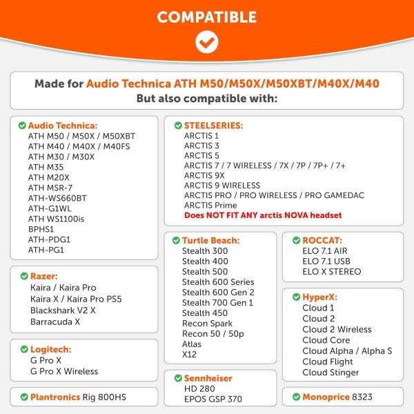WC PadZ Velor - Wicked Cushions의 Ultimate Ear Pads - Audio Technica, HyperX, SteelSeries Arctis 등과 호환 가능 - 매우 두꺼움 - 큰 구멍 - 부드러운 메모리 폼 | 흰색 흰색