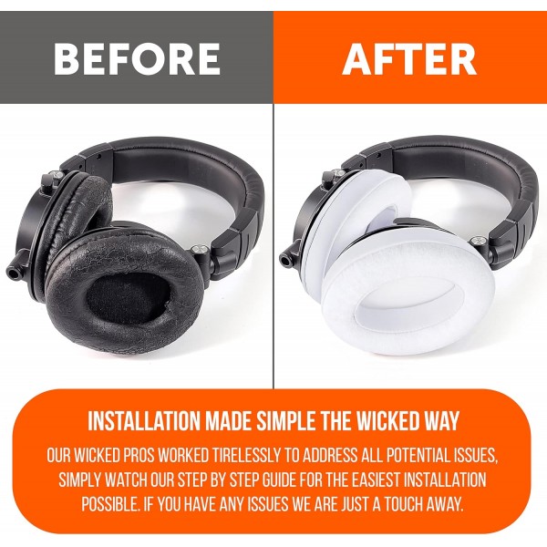 WC PadZ Velor - Wicked Cushions의 Ultimate Ear Pads - Audio Technica, HyperX, SteelSeries Arctis 등과 호환 가능 - 매우 두꺼움 - 큰 구멍 - 부드러운 메모리 폼 | 흰색 흰색