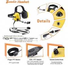 Zeadio Yellow Military Anti-Noise 위의 소음 차단 헤드셋 이어폰, 2 핀 Kenwood Baofeng PUXING QUANSHENG WEIERWEI WOUXUN HYT TYT 라디오