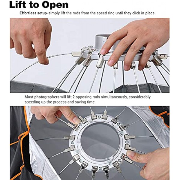 Godox QR-P70 27.5인치/70cm 파라볼릭 소프트박스 퀵 릴리스, 디퓨저/허니컴 그리드 포함, SL-60W VL150II SL150III FV150 AD600 Pro Bowens 마운트 라이트용 휴대용