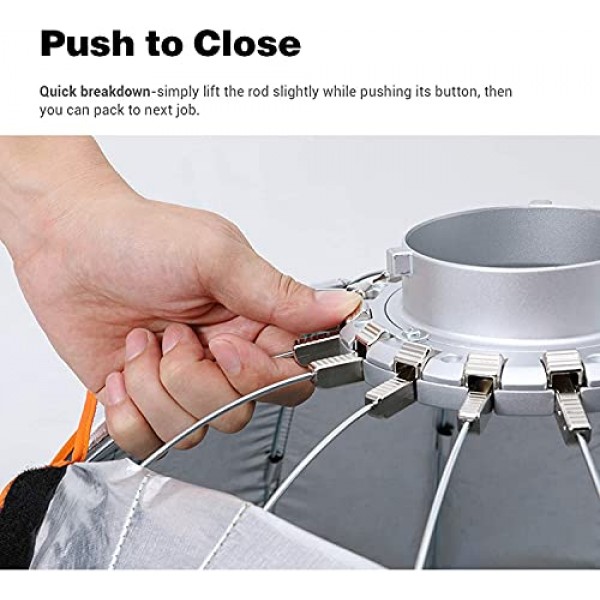 Godox QR-P70 27.5인치/70cm 파라볼릭 소프트박스 퀵 릴리스, 디퓨저/허니컴 그리드 포함, SL-60W VL150II SL150III FV150 AD600 Pro Bowens 마운트 라이트용 휴대용