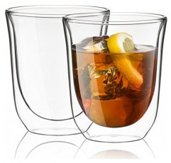 JoyJolt Levitea 이중 벽 유리 Thermo Tumber, Barware, Drinkware, Glassware 이중 벽 유리 2개 세트 8.4온스