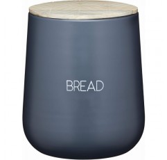 KitchenCraft Serenity Bread Bin with Airtight 뚜껑, 철/망고 우드, 그레이/브라운, 21.5 x 24.5 cm