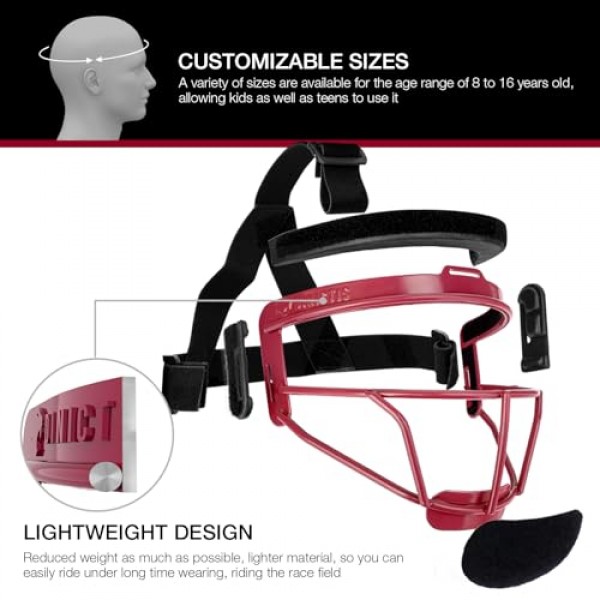 Dinictis 소프트볼 페이스 마스크, 가볍고 편안하며 넓은 시야 시야, 내구성 있고 안전한 페이스 가드, 프리미엄 보호 소프트볼 야수 마스크