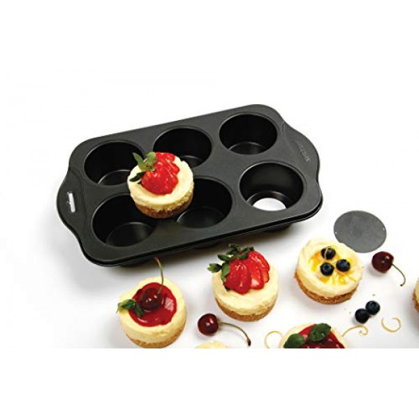 Norpro 논스틱 6컵 소형 미니 치즈케이크 머핀 컵케이크 타르트 키시 팬 새 제품, 2인치/5cm x 2인치/7/5cm