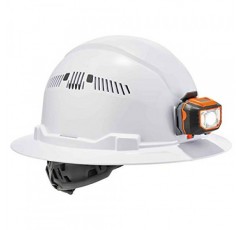 Ergodyne - 60156 가벼운 통풍 안전모, 챙 전체 스타일, 래칫 서스펜션, 클래스 C, Skullerz 8973LED, 흰색