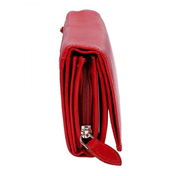 Christian Wippermann 여성용 가죽 지갑/지갑, 15.5 x 9.5 x 4.0 cm, TÜV 테스트 완료, RFID 보호 플러스 선물 상자