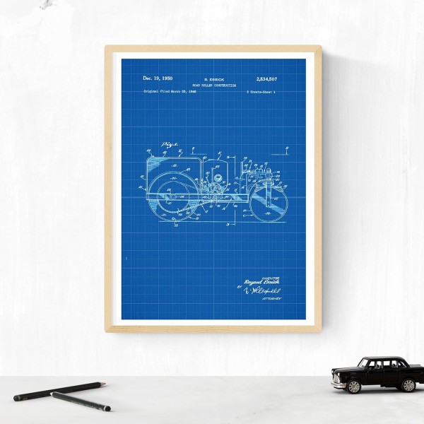 BLUE - 트럭 특허 4장 팩. 발명품과 오래된 특허가 있는 포스터를 붙입니다. 원하는 색상을 선택하십시오. 고품질 250g Nacnic A4 Blue에 인쇄됨