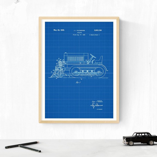 BLUE - 트럭 특허 4장 팩. 발명품과 오래된 특허가 있는 포스터를 붙입니다. 원하는 색상을 선택하십시오. 고품질 250g Nacnic A4 Blue에 인쇄됨