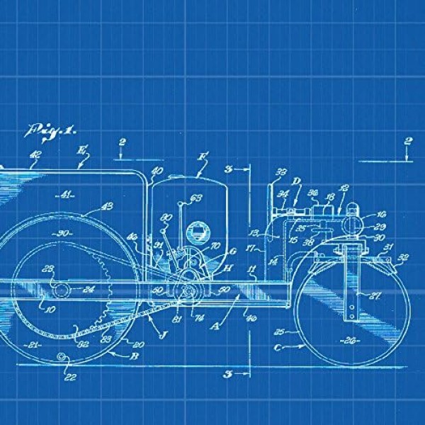 BLUE - 트럭 특허 4장 팩. 발명품과 오래된 특허가 있는 포스터를 붙입니다. 원하는 색상을 선택하십시오. 고품질 250g Nacnic A4 Blue에 인쇄됨