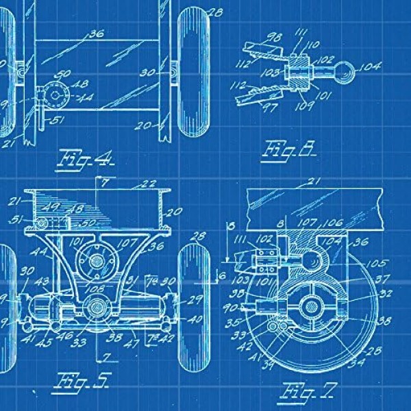 BLUE - 트럭 특허 4장 팩. 발명품과 오래된 특허가 있는 포스터를 붙입니다. 원하는 색상을 선택하십시오. 고품질 250g Nacnic A4 Blue에 인쇄됨