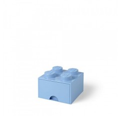 LEGO 브릭 서랍, 손잡이 4개, 서랍 1개, 쌓을 수 있는 보관함, 라이트 로얄 블루