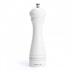 de Buyer JAVA Salt Mill, 매트 화이트 - 10인치 - 스테인레스 스틸 및 너도밤나무 - 분쇄 크기 조정용 손잡이 포함 - 부식 방지 - 프랑스산