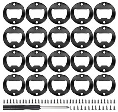 40 세트 병따개 삽입 키트 라운드 DIY 병따개 하드웨어 키트 DIY 맥주 오프너 라운드 DIY 병따개 나사가 있는 렌치 스패너 병따개용 스크루드라이버(검은색)