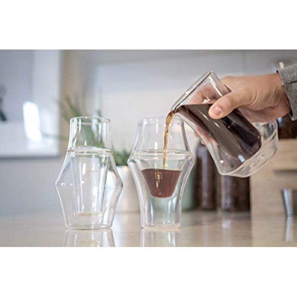 PIQUE 커피 카라페, 핸드메이드, 이중벽, 촉감이 시원하면서도 커피를 뜨겁게 유지합니다, 10oz(300ml)