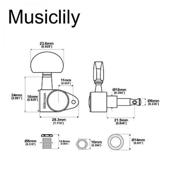 Wilkinson WJ303 3L3R 기타 튜너 머신 헤드 1:19 비율 튜닝 페그 키 Epiphone USA Les Paul SG 전기 또는 어쿠스틱 기타, 크롬