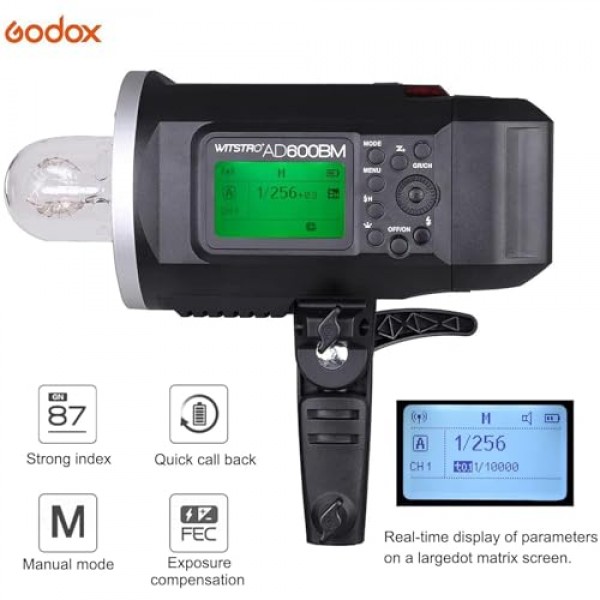 Godox AD600BM 실외 플래시 Bowens 마운트 600Ws GN87 HSS 스트로브 라이트, 2.4G 무선, 8700mAh 배터리, 0.01-2.5초 내에 500회 최대 전력 플래시 재활용 제공