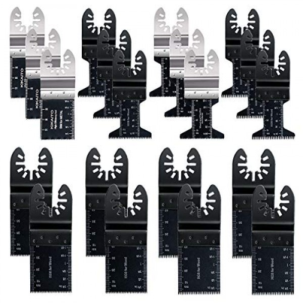 진동 톱날, Wallfire 20개 금속/목재 진동 멀티툴 세트 Fein Multimaster, Ryobi, Milwaukee, Bosch, Dewalt, Rockwell, Makita 등을 위한 퀵 릴리스 톱날