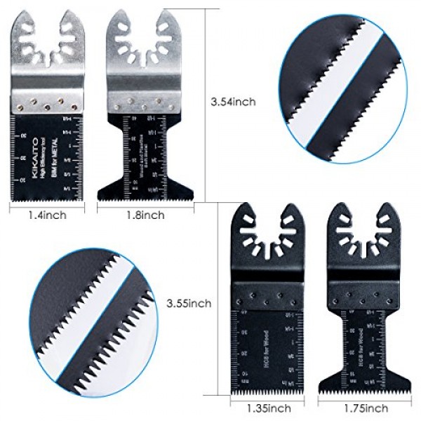 진동 톱날, Wallfire 20개 금속/목재 진동 멀티툴 세트 Fein Multimaster, Ryobi, Milwaukee, Bosch, Dewalt, Rockwell, Makita 등을 위한 퀵 릴리스 톱날