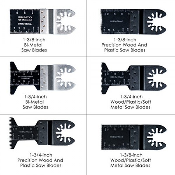 진동 톱날, Wallfire 20개 금속/목재 진동 멀티툴 세트 Fein Multimaster, Ryobi, Milwaukee, Bosch, Dewalt, Rockwell, Makita 등을 위한 퀵 릴리스 톱날
