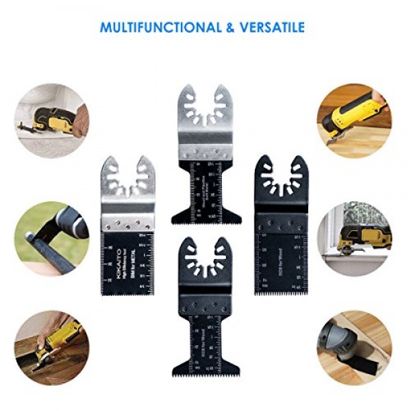 진동 톱날, Wallfire 20개 금속/목재 진동 멀티툴 세트 Fein Multimaster, Ryobi, Milwaukee, Bosch, Dewalt, Rockwell, Makita 등을 위한 퀵 릴리스 톱날